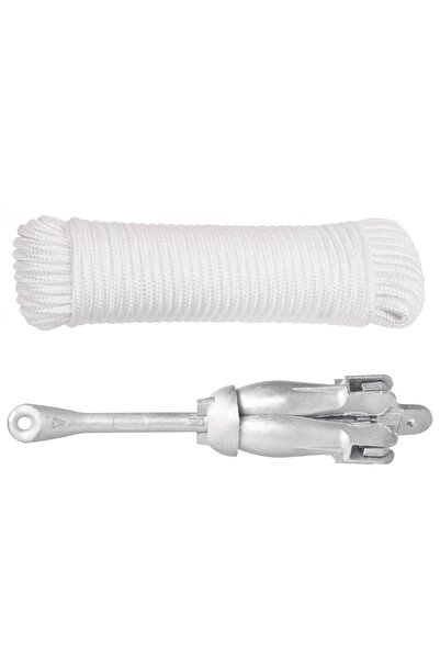Concept Ancoră pliabilă cu funie, argintiu, 6 kg, fier maleabil