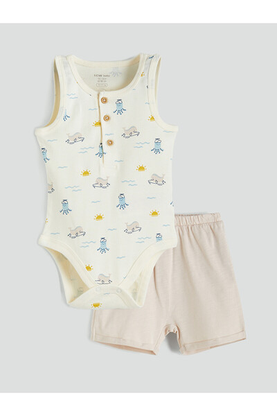 LC Waikiki Trendlucky Organic Fabric Baby Boy Snap-On Bodysuit and Leggings 2...