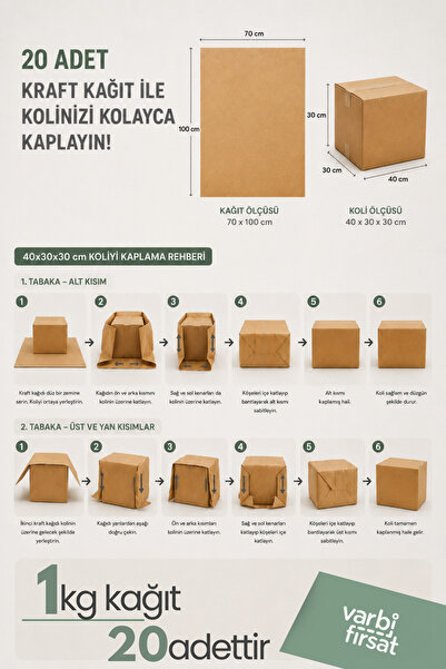 Varbifırsat 1 Kg 70x100 cm Kraft Ambalaj Kağıdı | Paketleme, Çeyiz ve Koli Paketleme