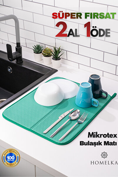 HOMELKA Mikrotex Bulaşık Matı Süper Emici Bulaşık Kurutma Matı 45x36cm Tezgah...