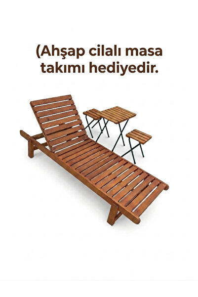 HACRAFT H-A Bahçe Meşe Ahşap Şezlong-Ayarlanabilir Sırt Dayamalı,Zımparalı ve...