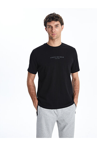 LC Waikiki Nevavm Men's T-Shirt with Oval Collar and Printed Design