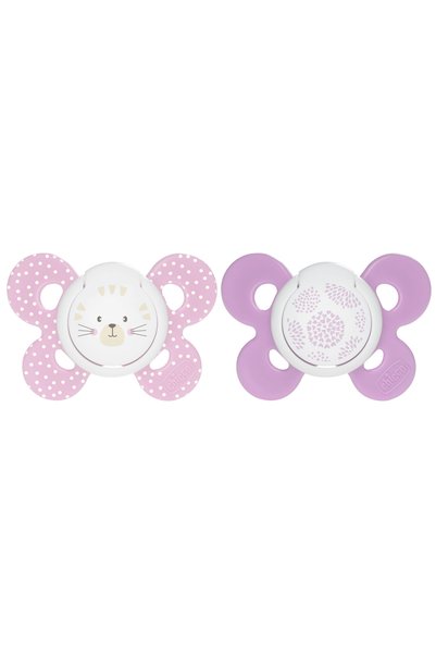 Chicco لهاية سيليكون فيزيو كومفورت، مجموعة من 2، لعمر 6 أشهر، للبنات