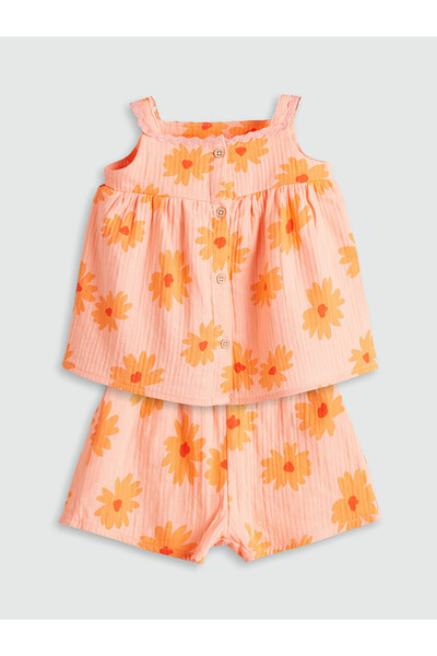 LC Waikiki Trendlucky Floral Baby Girl Muslin Blouse and Shorts 2-Piece Set w...
