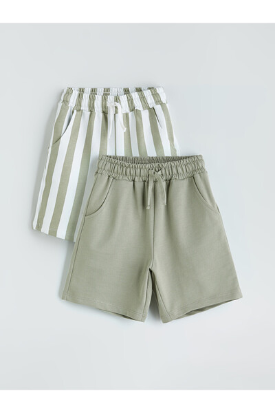 LC Waikiki Nevavm Boys' Shorts with Elastic Waistband, 2-Piece Set