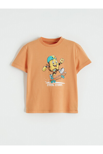 LC Waikiki Original Oval Collar Printed Boy's T-Shirt