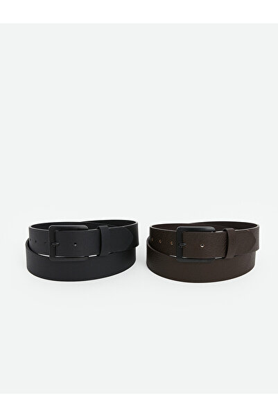 LC Waikiki Ozmarka New Season Leather-Look Men's Belt 2-Pack
