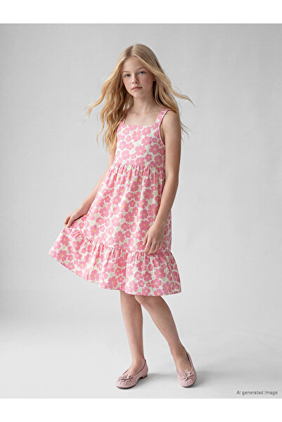 LC Waikiki Two Mt Shop Quality Square Collar Floral Girl's Poplin Dress