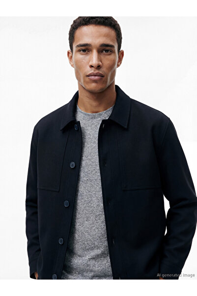 LC Waikiki Lcw Vision Navy Blue Shirt Collar Men's Jacket