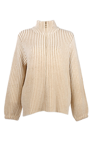 Vedi -bb Oversize Yüksek Yakalı Balon Kol Kadın Ceket - Minimalist Tarz VD4816