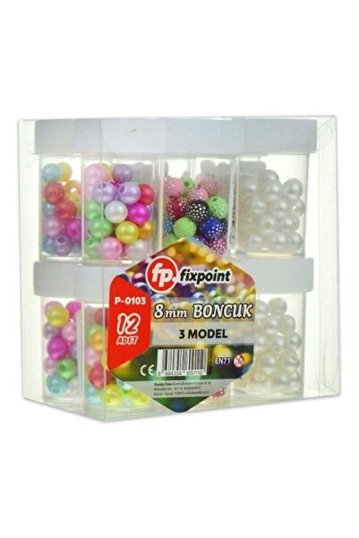 Kısmet Hırdavat Fixpoint Beads 8mm 3 Models Mix P-0103 12-Pack