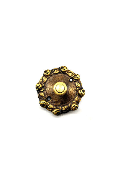 MEKs Antique Style Decorative Brass Rose Doorbell - 75mm, Antique