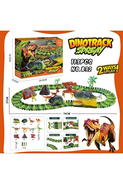 choice2 113PCs Dinosaur Track Electric Dinosaur Car Mountain Road Rail Kids P...