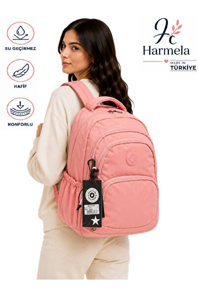 Harmela 34600 Waterproof Fabric Multi-Compartment School Bag Unisex School Ba...