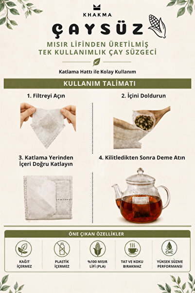 KHAKMA Disposable Tea Strainer for 30 Teasets |   Natural Filter Made from Co...