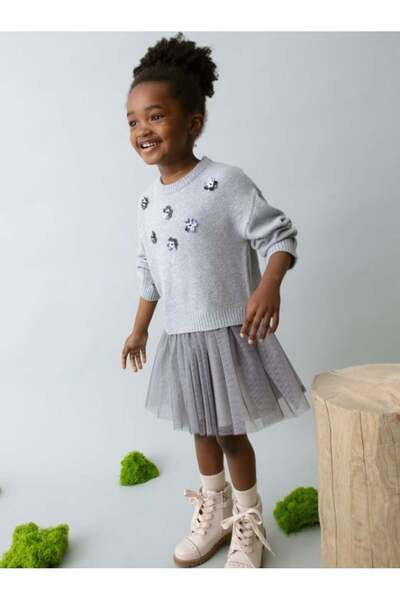 MAYORAL Girl's 2-Piece Tulle Dress 2-10 Years Gray