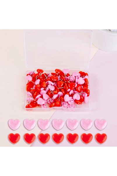 choice2 Multicolor 50Pc Ins Pink Creative Heart Peach Heart Small Flat Head P...