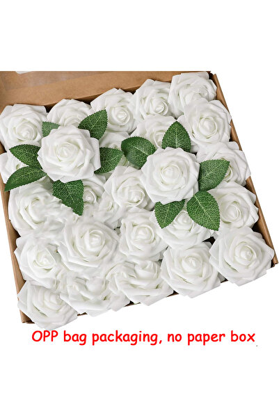 Choice Pure White 25pcs Artificial Flowers, Fake Flowers Roses W/stem For DIY...