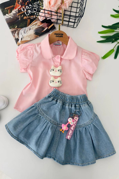 Minigimin Cicileri My Little One's Summer Girl's Set with Balloon Sleeves, Ki...