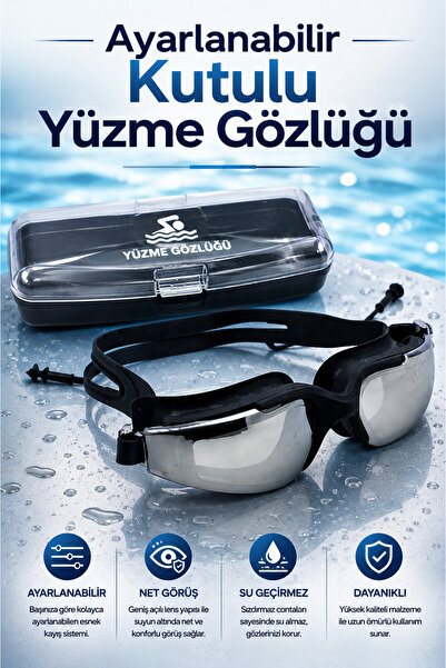 İMVULA Yüzücü Gözlüğü Kutulu Ayarlanabilir Deniz Havuz Gözlüğü