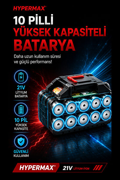 hypermax Kablosuz Hava Üfleyici Fan 10 Pilli 12.000 mAh Bataryalı Jet Turbo Motorlu Bahçe Yaprak Üfleme ve Araç Kurutma Makinesi