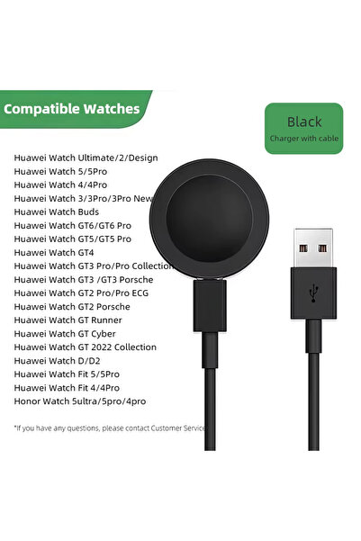 Choice1 Black with cable For Watch Charger Magnetic Charger GT6, GT5, GT4, GT...