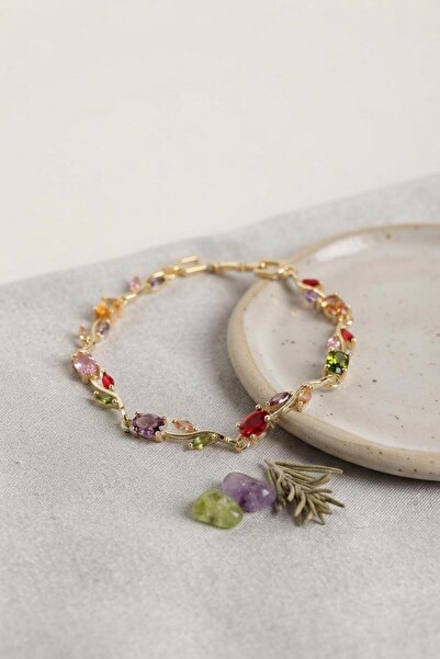 Generic Brand Brass Gold Color Mix Color Zircon Stone Flower Model Women's Br...