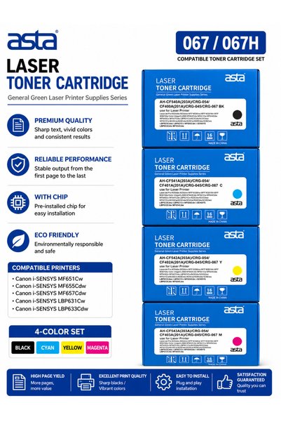 ASTA Compatible With 067 067H Toner Set (With Chip) Toner Cartridge