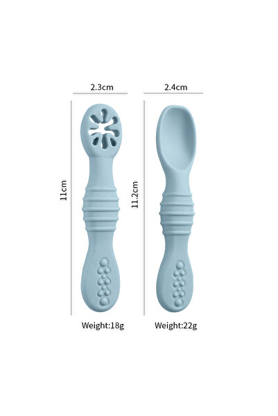 Choice3 مجموعة من 2 قطعة من ملاعق السيليكون للأطفال باللون الأزرق، أدوات المر...