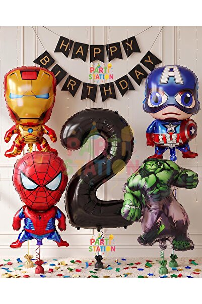 Parti Station Avengers Concept 2 Year Old Balloon Set Avengers Hulk Iron Man ...