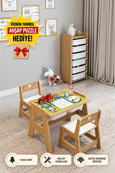 Jest Dekor Konsept Lesson Montessori Ahşap Aktivite Masa Sandalye Takımı / 2 ...