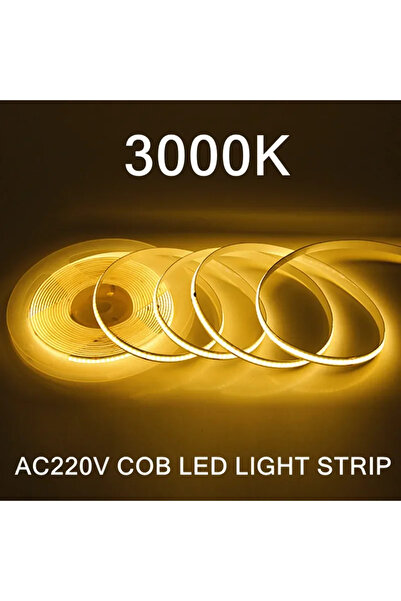 Choice شريط إضاءة LED COB بطول 1 متر، 220 فولت تيار متردد، 3000 كلفن، أبيض دا...