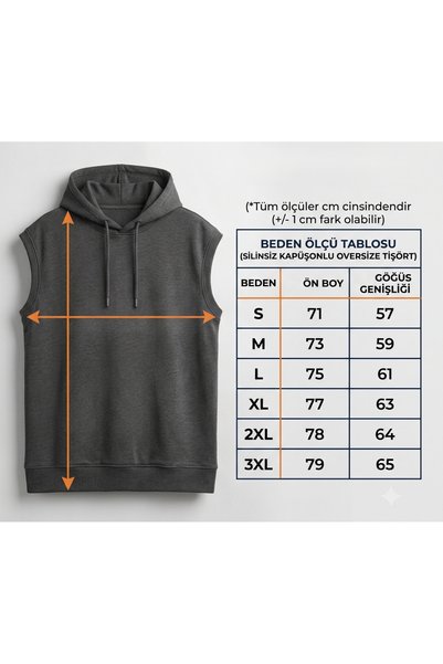bumerangspor Women's 100% Cotton Oversized Hooded Sleeveless T-Shirt