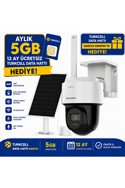 Hikvision DS-2CFSP4/4G 4MP 4G Güneş Enerjili PT Güvenlik Kamerası – SIM Kartl...