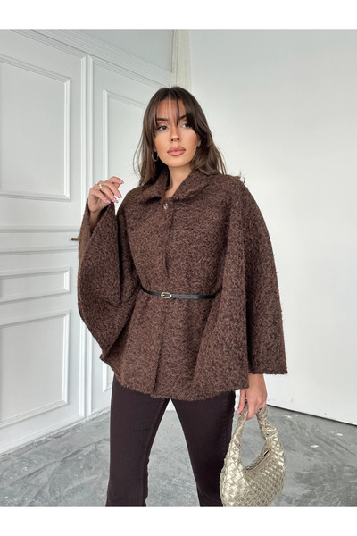 mydukkan.co Gray Cashmere Poncho - Brown