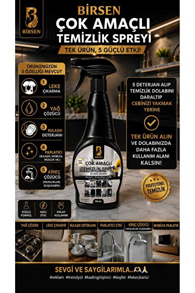 Birsen Çok Amaçlı Temizlik Spreyi Ve Leke Çıkarıcı 750 ml