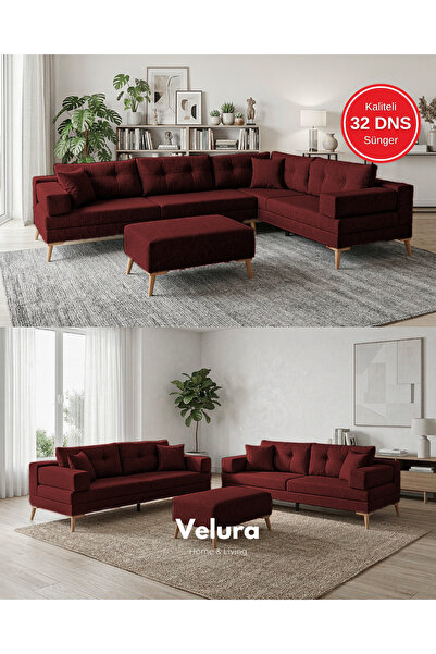 Velura Home & Living Zeri Yataklı Puzzle Modüler Köşe Koltuk Takımı & Köşe Ta...