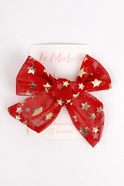 Le Mabelle Red Star Printed Tulle Girl's Clip Buckle