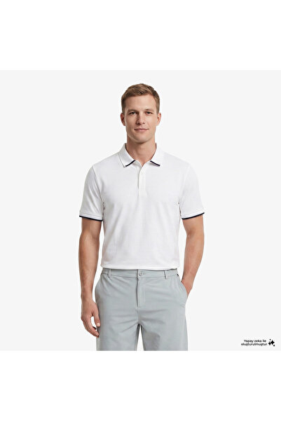 Nautica Men's White Regular Fit Pima Cotton Polo Collar T-Shirt
