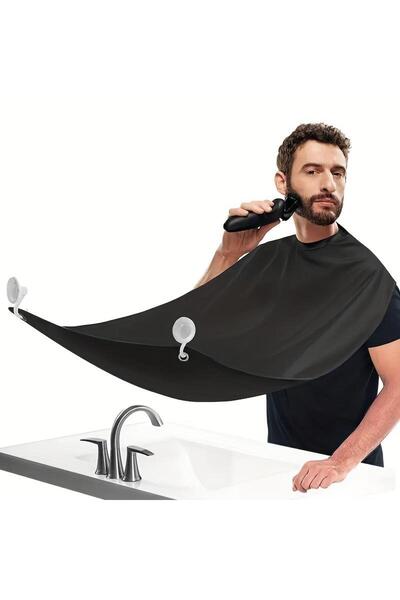 Choice مريلة حلاقة رجالية سوداء اللون مزودة بغطاء مرآة لسهولة التنظيف، لالتقا...