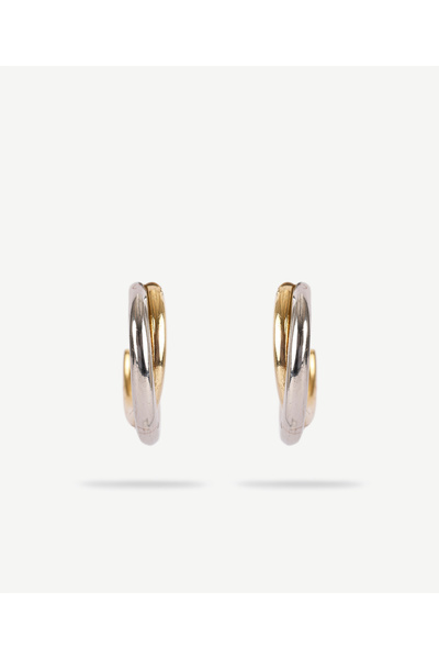 Yargıcı Gold and Silver Colored Hoop Earrings