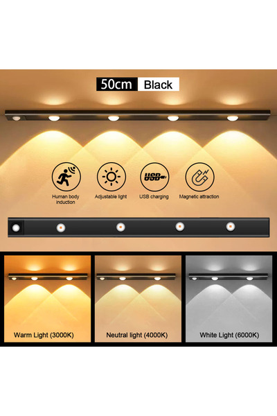 Choice Black 50cm 3 colors in one Lamp Motion Sensor Light LED Sensor Lamp Wi...