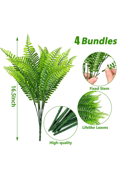 Choice 0032B-4PCS 4-20Bundle Artificial Plants Fake Boston Ferns Bushes Faux ...