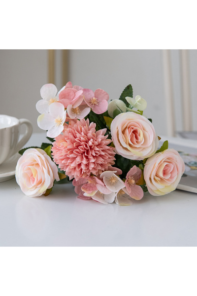 Choice5 3pcs Pink Artificial Flowers Rose Chrysanthemum Silk Bridal Bouquet W...