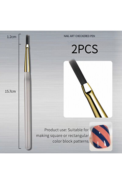 Choice 2PCS 1/2PCS French Plaid Nail Art Brushes Set - Line Grid Pattern Draw...