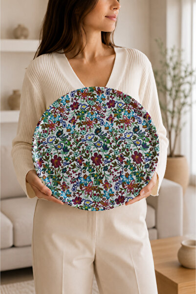 Zucci Home Round Decorative Tray with Leather Non-Slip Base |   Stylish Coffe...