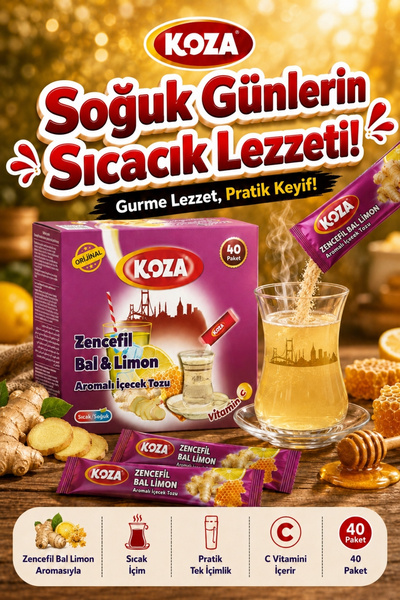 Koza Gurmelerin Seçimi Pratik Lezzet Zencefil Bal Limon Aromalı Tek İçimlik P...