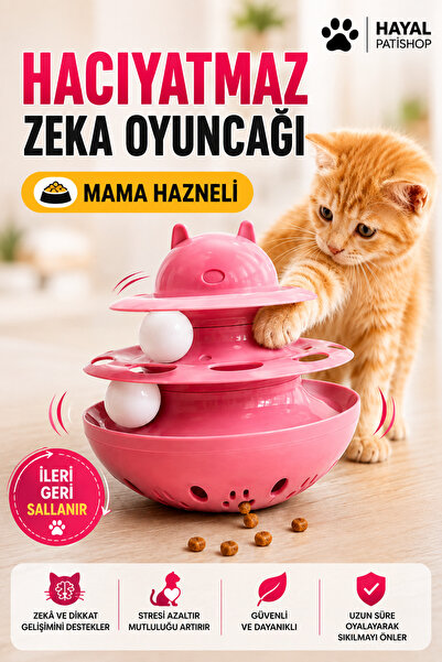 Kedi Zeka Oyuncağı Hacıyatmaz Mama Dağıtıcı Ödül Mamalı İnteraktif Kedi Oyuncağı
