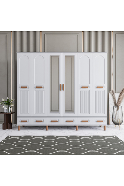 MONZIO Otto 6 Kapaklı Çekmeceli Gardırop %100 MDF