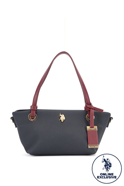 U.S. Polo Assn. حقيبة كتف نسائية باللون الأزرق الداكن والأحمر الداكن US26273